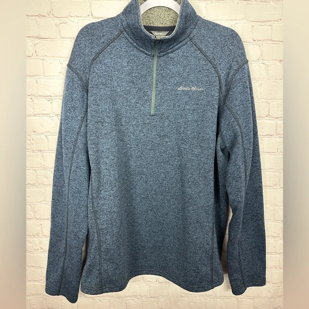 Eddie Bauer Men's Pullover Sweater‎ Fleece Lined 1/4 Zip, sz XL, GUC